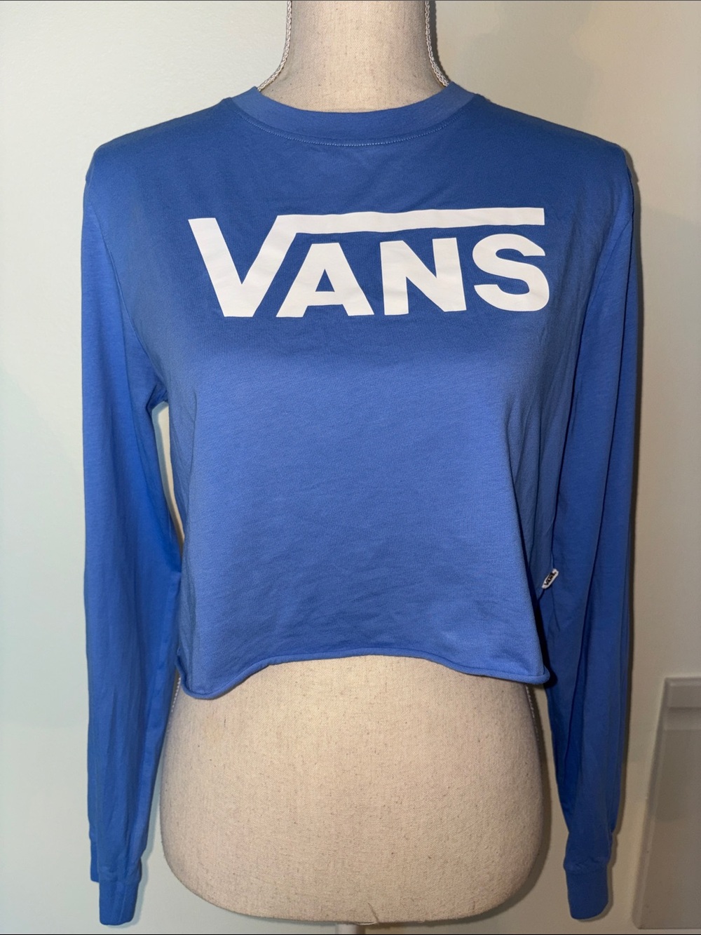 Vans Royal Blue Long-Sleeve Crop Logo Shirt
